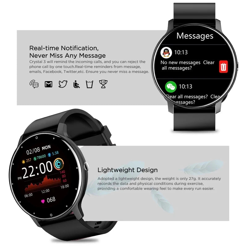 LIGE Smart Watch – Heart Rate, Fitness Tracker & Waterproof | Android & iOS