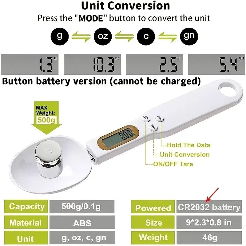 Pocket-sized digital spoon scale- Accurate to 0.1g for Coffee, Flour, Medicine and Kitchen use.