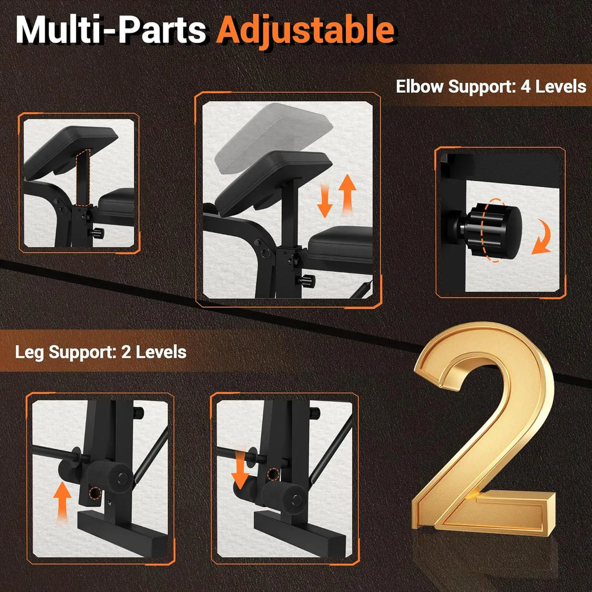 8-in-1 Collapsible Adjustable Weight Bench Set with Squat Rack, Bench Press, Lat Pulldown, Leg Extension/Wave & Preacher Wave Pad - Steel Home Gym Strength Training